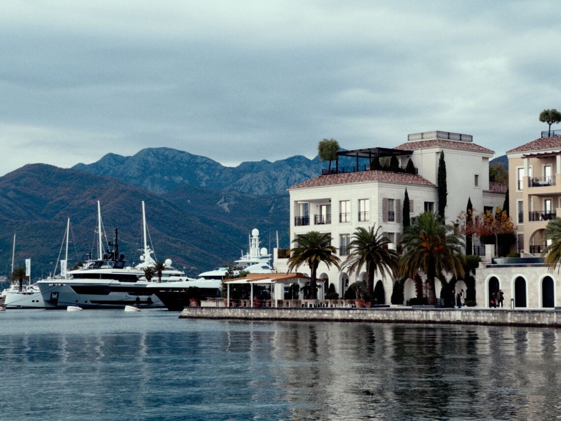 scenic waterfront luxury villas with yachts